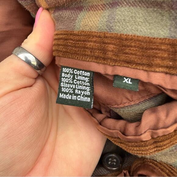 J CREW Brown Corduroy Flannel Lined Elbow Patch Chore Blazer Coat Jacket XL - Picture 9 of 14